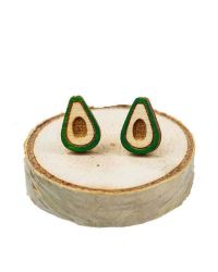 Orecchini avocado, in legno, fatti a mano