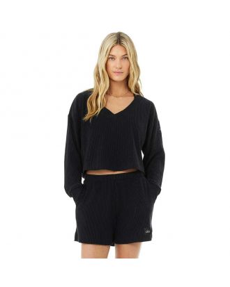 Alo Yoga Muse V-neck pulover prosti čas-AAE-177
