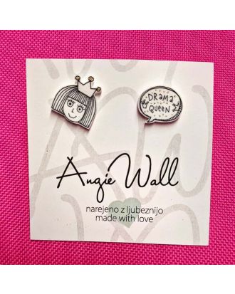 Trendy ročno izdelani unikatni uhani Drama Queen angie wall