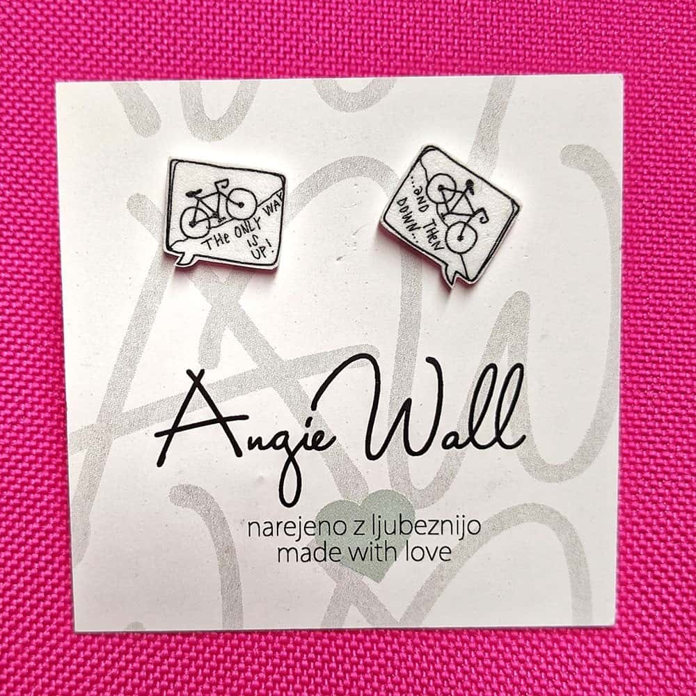 Ročno izdelani unikatni uhani Bike Angie Wall